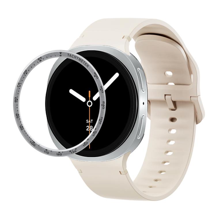 For Samsung Galaxy Watch8 40mm Speed Bezel and Solid Color Stitched Silicone Watch Band(Starlight Silver) - Watch Bands by buy2fix | Online Shopping UK | buy2fix