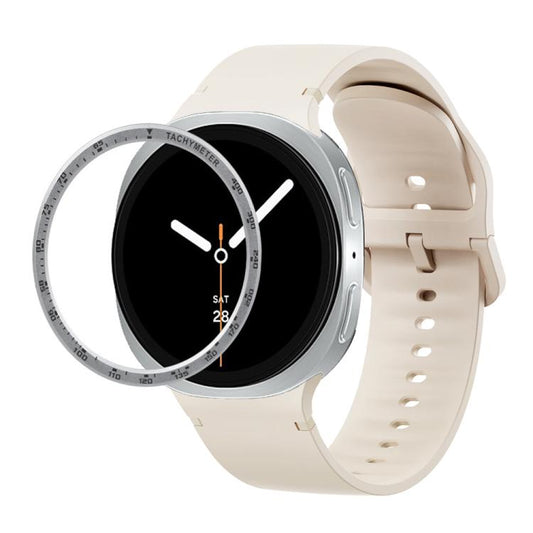 For Samsung Galaxy Watch8 40mm Speed Bezel and Solid Color Stitched Silicone Watch Band(Starlight Silver) - Watch Bands by buy2fix | Online Shopping UK | buy2fix
