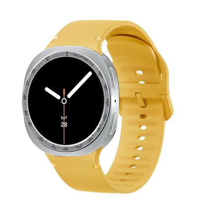 For Samsung Galaxy Watch8 40mm Speed Bezel and Solid Color Stitched Silicone Watch Band(Official Yellow Silver) - Watch Bands by buy2fix | Online Shopping UK | buy2fix