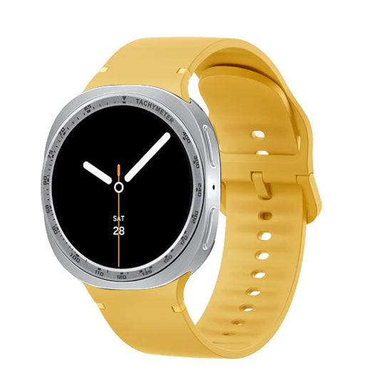 For Samsung Galaxy Watch8 40mm Speed Bezel and Solid Color Stitched Silicone Watch Band(Official Yellow Silver) - Watch Bands by buy2fix | Online Shopping UK | buy2fix
