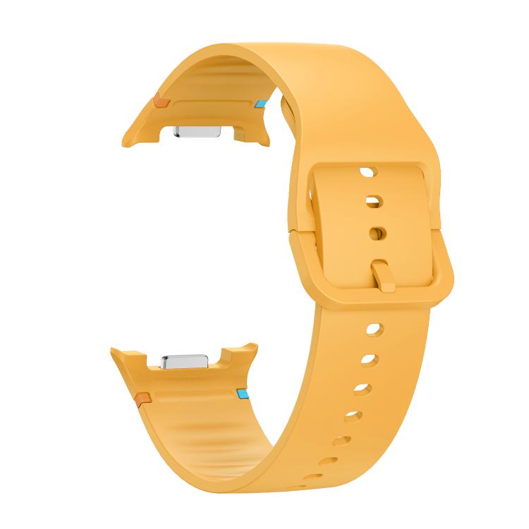 For Samsung Galaxy Watch8 40mm Speed Bezel and Solid Color Stitched Silicone Watch Band(Official Yellow Silver) - Watch Bands by buy2fix | Online Shopping UK | buy2fix