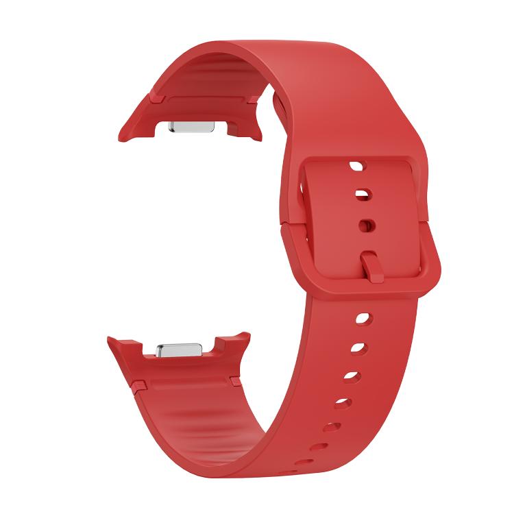 For Samsung Galaxy Watch8 40mm Speed Bezel and Solid Color Stitched Silicone Watch Band(Red Silver) - Watch Bands by buy2fix | Online Shopping UK | buy2fix