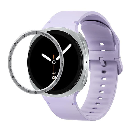 For Samsung Galaxy Watch8 40mm Speed Bezel and Solid Color Stitched Silicone Watch Band(Official Purple Silver) - Watch Bands by buy2fix | Online Shopping UK | buy2fix