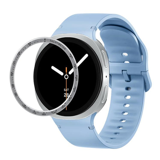 For Samsung Galaxy Watch8 40mm Speed Bezel and Solid Color Stitched Silicone Watch Band(Light Blue Silver) - Watch Bands by buy2fix | Online Shopping UK | buy2fix