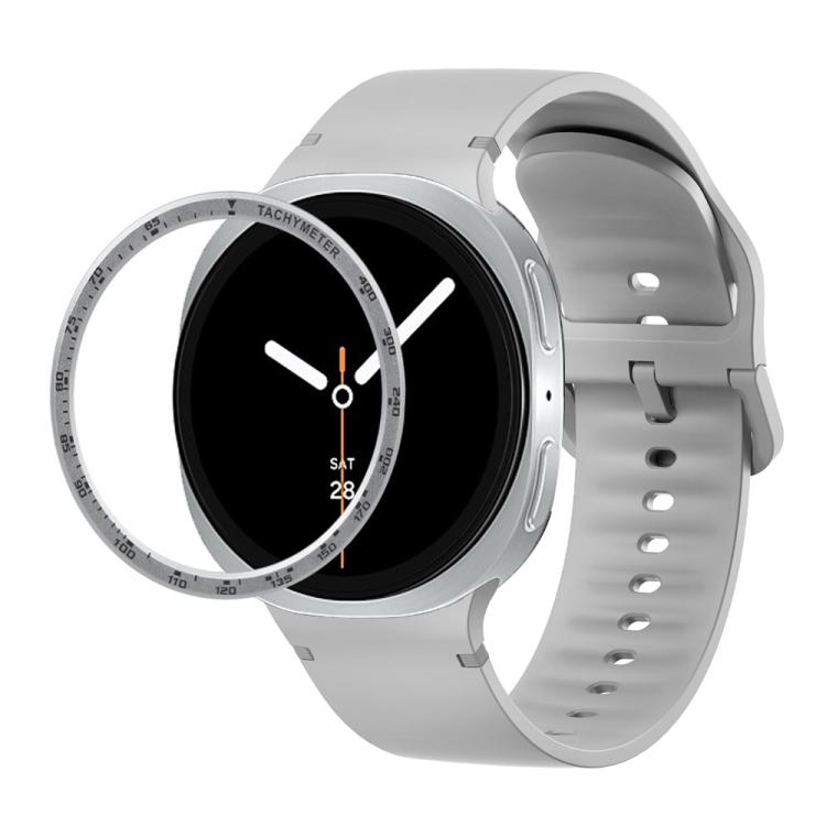 For Samsung Galaxy Watch8 40mm Speed Bezel and Solid Color Stitched Silicone Watch Band(Gray Silver) - Watch Bands by buy2fix | Online Shopping UK | buy2fix