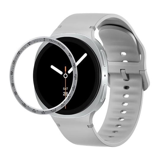 For Samsung Galaxy Watch8 40mm Speed Bezel and Solid Color Stitched Silicone Watch Band(Gray Silver) - Watch Bands by buy2fix | Online Shopping UK | buy2fix