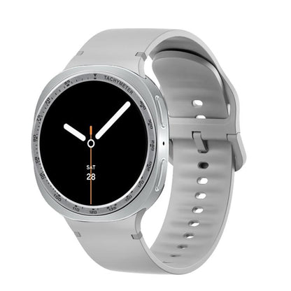 For Samsung Galaxy Watch8 40mm Speed Bezel and Solid Color Stitched Silicone Watch Band(Gray Silver) - Watch Bands by buy2fix | Online Shopping UK | buy2fix