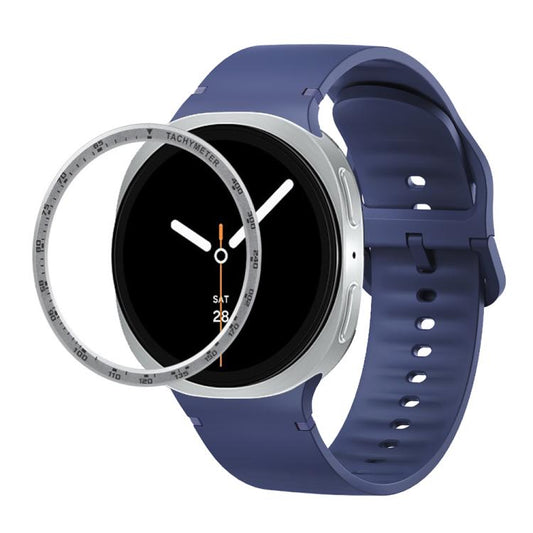 For Samsung Galaxy Watch8 40mm Speed Bezel and Solid Color Stitched Silicone Watch Band(Midnight Blue Silver) - Watch Bands by buy2fix | Online Shopping UK | buy2fix