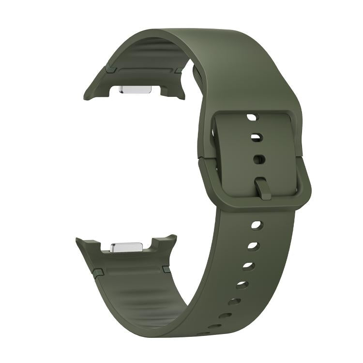 For Samsung Galaxy Watch8 40mm Speed Bezel and Solid Color Stitched Silicone Watch Band(Army Green Silver) - Watch Bands by buy2fix | Online Shopping UK | buy2fix