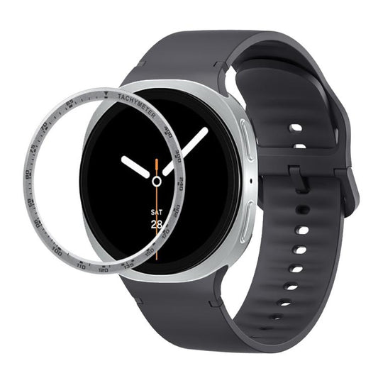 For Samsung Galaxy Watch8 40mm Speed Bezel and Solid Color Stitched Silicone Watch Band(Dark Gray Silver) - Watch Bands by buy2fix | Online Shopping UK | buy2fix
