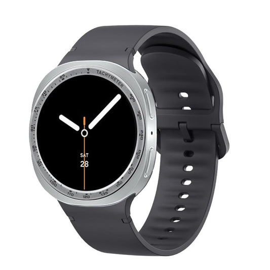 For Samsung Galaxy Watch8 40mm Speed Bezel and Solid Color Stitched Silicone Watch Band(Dark Gray Silver) - Watch Bands by buy2fix | Online Shopping UK | buy2fix