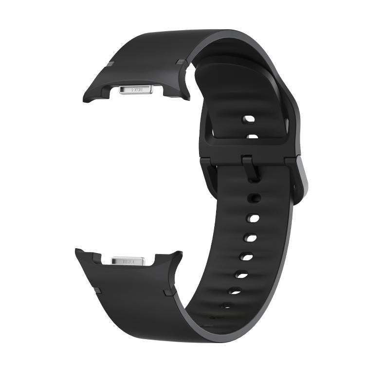 For Samsung Galaxy Watch8 40mm Speed Bezel and Solid Color Stitched Silicone Watch Band(Black Silver) - Watch Bands by buy2fix | Online Shopping UK | buy2fix
