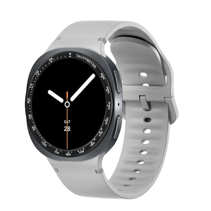 For Samsung Galaxy Watch8 40mm Speed Bezel and Solid Color Stitched Silicone Watch Band(Gray Black) - Watch Bands by buy2fix | Online Shopping UK | buy2fix