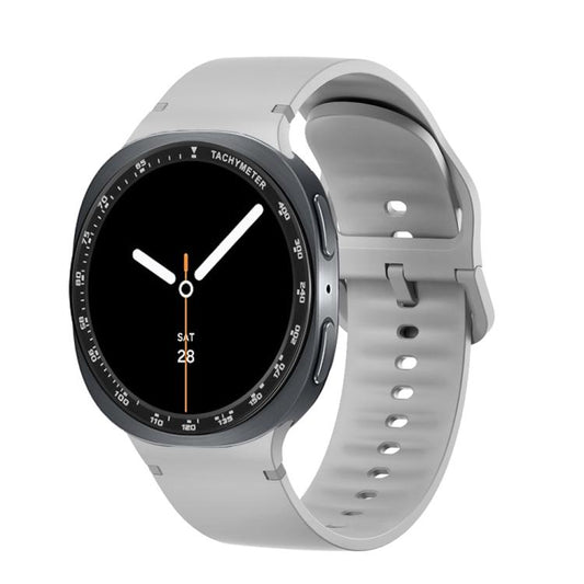 For Samsung Galaxy Watch8 40mm Speed Bezel and Solid Color Stitched Silicone Watch Band(Gray Black) - Watch Bands by buy2fix | Online Shopping UK | buy2fix