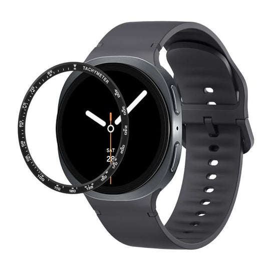 For Samsung Galaxy Watch8 40mm Speed Bezel and Solid Color Stitched Silicone Watch Band(Dark Gray Black) - Watch Bands by buy2fix | Online Shopping UK | buy2fix