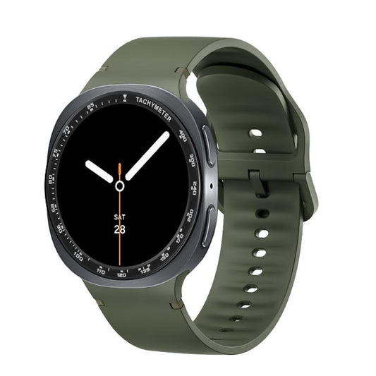 For Samsung Galaxy Watch8 40mm Speed Bezel and Solid Color Stitched Silicone Watch Band(Army Green Black) - Watch Bands by buy2fix | Online Shopping UK | buy2fix