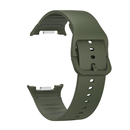 For Samsung Galaxy Watch8 40mm Speed Bezel and Solid Color Stitched Silicone Watch Band(Army Green Black) - Watch Bands by buy2fix | Online Shopping UK | buy2fix