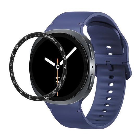 For Samsung Galaxy Watch8 40mm Speed Bezel and Solid Color Stitched Silicone Watch Band(Midnight Blue Black) - Watch Bands by buy2fix | Online Shopping UK | buy2fix