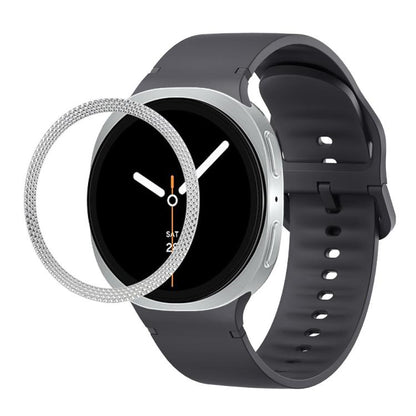 For Samsung Galaxy Watch8 40mm Rhombic Texture Bezel and Solid Color Stitched Silicone Watch Band(Dark Gray Silver) - Watch Bands by buy2fix | Online Shopping UK | buy2fix