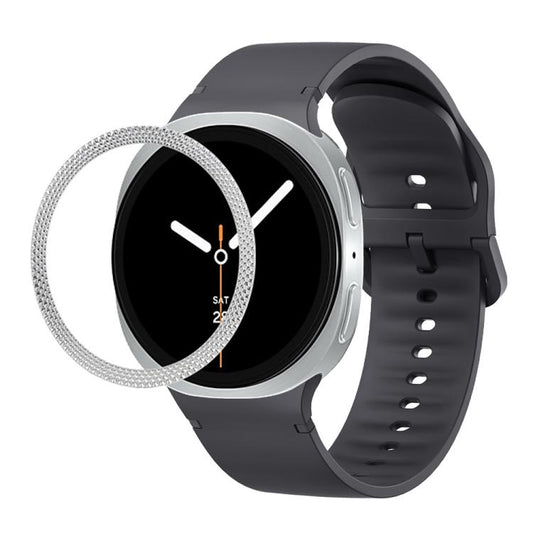 For Samsung Galaxy Watch8 40mm Rhombic Texture Bezel and Solid Color Stitched Silicone Watch Band(Dark Gray Silver) - Watch Bands by buy2fix | Online Shopping UK | buy2fix
