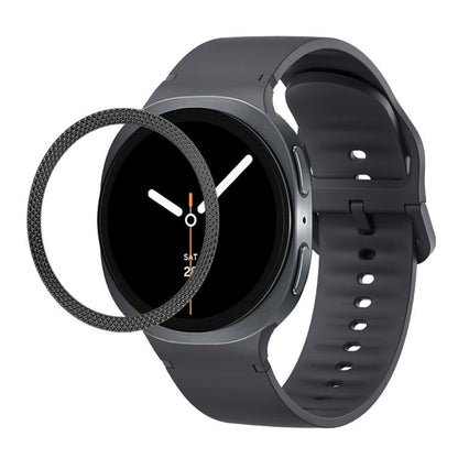 For Samsung Galaxy Watch8 40mm Rhombic Texture Bezel and Solid Color Stitched Silicone Watch Band(Dark Gray Black) - Watch Bands by buy2fix | Online Shopping UK | buy2fix