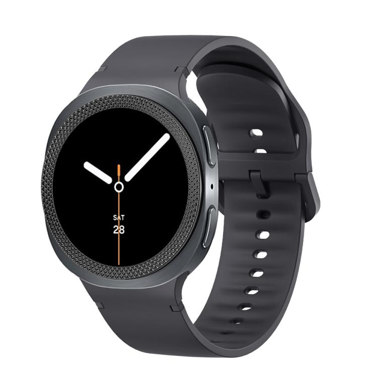 For Samsung Galaxy Watch8 40mm Rhombic Texture Bezel and Solid Color Stitched Silicone Watch Band(Dark Gray Black) - Watch Bands by buy2fix | Online Shopping UK | buy2fix