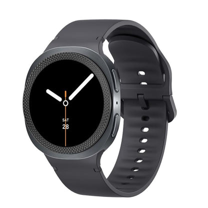 For Samsung Galaxy Watch8 40mm Rhombic Texture Bezel and Solid Color Stitched Silicone Watch Band(Dark Gray Black) - Watch Bands by buy2fix | Online Shopping UK | buy2fix