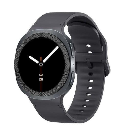 For Samsung Galaxy Watch8 40mm Rhombic Texture Bezel and Solid Color Stitched Silicone Watch Band(Dark Gray Black) - Watch Bands by buy2fix | Online Shopping UK | buy2fix
