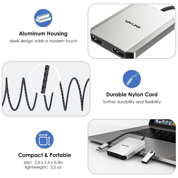 WAVLINK UMD320 With 100W Power Port Type-C to 4K HDMI + 8K HDMI Adapter - Adapter by WAVLINK | Online Shopping UK | buy2fix