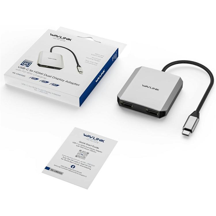 WAVLINK UMD320 With 100W Power Port Type-C to 4K HDMI + 8K HDMI Adapter - Adapter by WAVLINK | Online Shopping UK | buy2fix