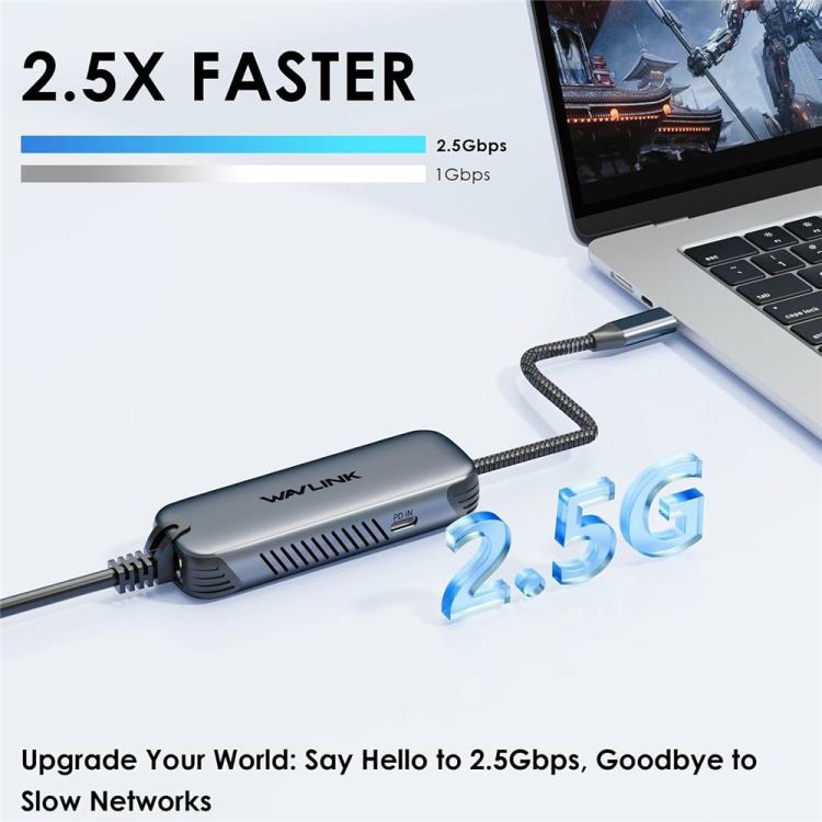 WAVLINK NWU330GD Support 95W PD Output USB-C to RJ45 2.5Gbps Network Converter - USB Network Adapter by WAVLINK | Online Shopping UK | buy2fix