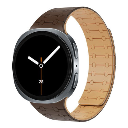 For Samsung Galaxy Watch8 / Watch8 Classic Integrated Magnetic Silicone Watch Band(Dark Brown+Light Brown) - Watch Bands by buy2fix | Online Shopping UK | buy2fix