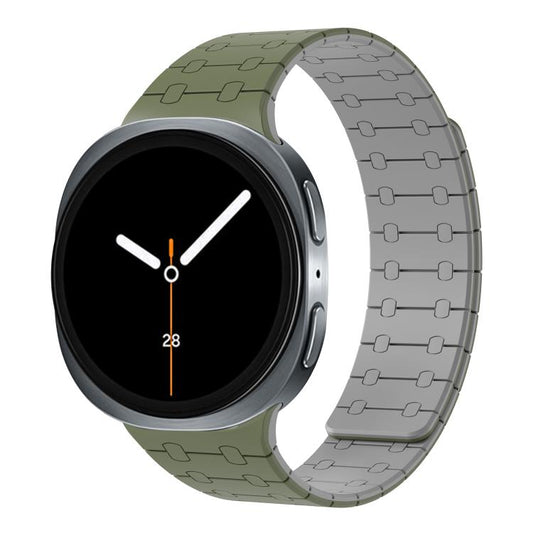 For Samsung Galaxy Watch8 / Watch8 Classic Integrated Magnetic Silicone Watch Band(Green+Gray) - Watch Bands by buy2fix | Online Shopping UK | buy2fix