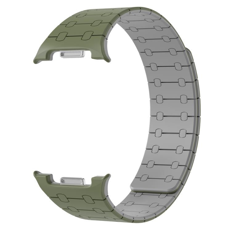 For Samsung Galaxy Watch8 / Watch8 Classic Integrated Magnetic Silicone Watch Band(Green+Gray) - Watch Bands by buy2fix | Online Shopping UK | buy2fix