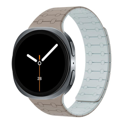 For Samsung Galaxy Watch8 / Watch8 Classic Integrated Magnetic Silicone Watch Band(Khaki+Light Cyan) - Watch Bands by buy2fix | Online Shopping UK | buy2fix
