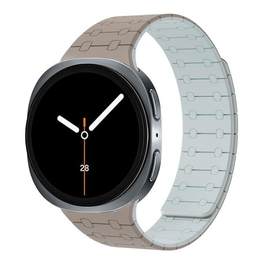For Samsung Galaxy Watch8 / Watch8 Classic Integrated Magnetic Silicone Watch Band(Khaki+Light Cyan) - Watch Bands by buy2fix | Online Shopping UK | buy2fix