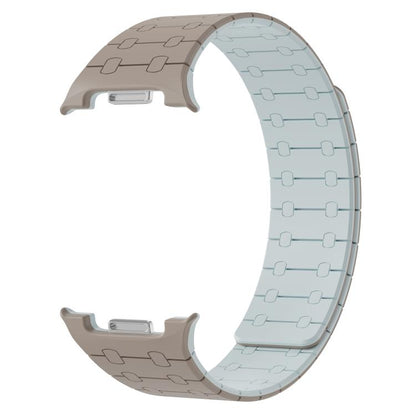 For Samsung Galaxy Watch8 / Watch8 Classic Integrated Magnetic Silicone Watch Band(Khaki+Light Cyan) - Watch Bands by buy2fix | Online Shopping UK | buy2fix