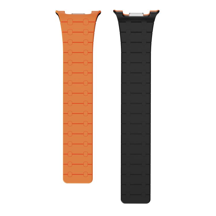 For Samsung Galaxy Watch8 / Watch8 Classic Integrated Magnetic Silicone Watch Band(Orange+Black) - Watch Bands by buy2fix | Online Shopping UK | buy2fix