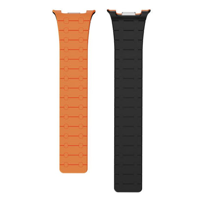 For Samsung Galaxy Watch8 / Watch8 Classic Integrated Magnetic Silicone Watch Band(Orange+Black) - Watch Bands by buy2fix | Online Shopping UK | buy2fix