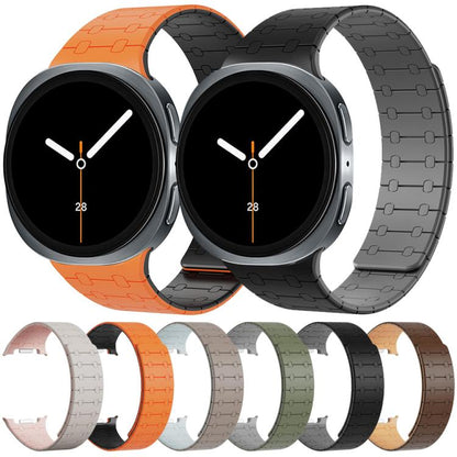 For Samsung Galaxy Watch8 / Watch8 Classic Integrated Magnetic Silicone Watch Band(Khaki+Light Cyan) - Watch Bands by buy2fix | Online Shopping UK | buy2fix