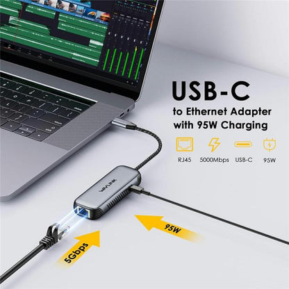 WAVLINK NWU340GD With 95W Charging Port 5Gbps USB-C to RJ45 Ethernet Adapter Converter - USB Network Adapter by WAVLINK | Online Shopping UK | buy2fix
