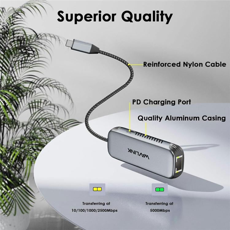 WAVLINK NWU340GD With 95W Charging Port 5Gbps USB-C to RJ45 Ethernet Adapter Converter - USB Network Adapter by WAVLINK | Online Shopping UK | buy2fix