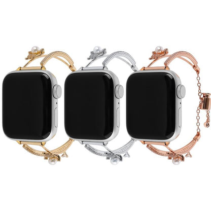 For Apple Watch 46mm / 49mm / 45mm / 44mm Copper-Inlaid Bear Zircon Bracelet Watch Band(Gold) - Watch Bands by buy2fix | Online Shopping UK | buy2fix