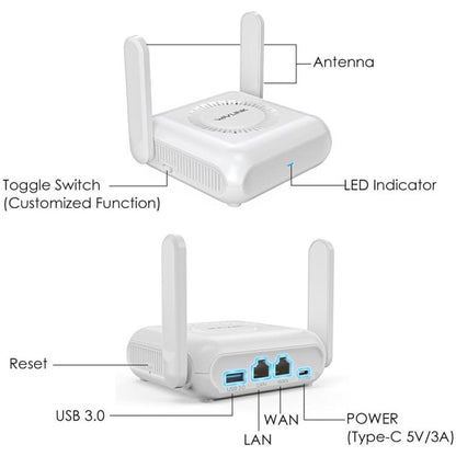 WAVLINK WNT100X3  AX3000 160MHz MU-MIMO OFDMA VPN Dual Band WiFi 6 Travel Router, Color:EU Plug - Wireless Routers by WAVLINK | Online Shopping UK | buy2fix