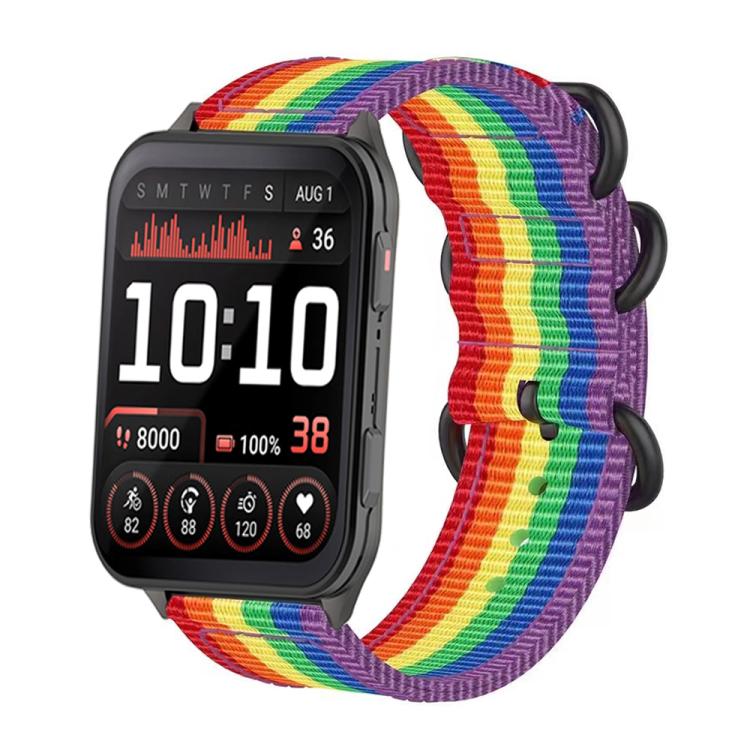 For Garmin Venu X1 Ring Buckle Nylon Canvas Watch Band(Rainbow) - Watch Bands by buy2fix | Online Shopping UK | buy2fix