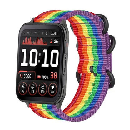 For Garmin Venu X1 Ring Buckle Nylon Canvas Watch Band(Rainbow) - Watch Bands by buy2fix | Online Shopping UK | buy2fix