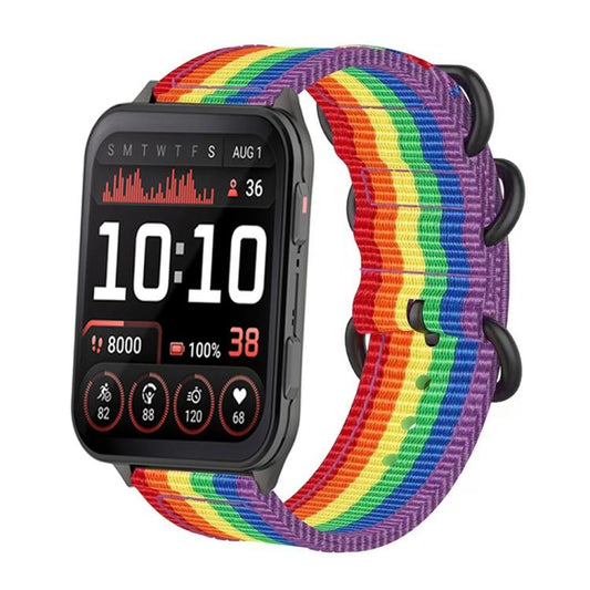 For Garmin Venu X1 Ring Buckle Nylon Canvas Watch Band(Rainbow) - Watch Bands by buy2fix | Online Shopping UK | buy2fix
