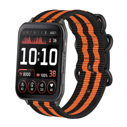 For Garmin Venu X1 Ring Buckle Nylon Canvas Watch Band(Black Orange) - Watch Bands by buy2fix | Online Shopping UK | buy2fix