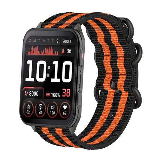 For Garmin Venu X1 Ring Buckle Nylon Canvas Watch Band(Black Orange) - Watch Bands by buy2fix | Online Shopping UK | buy2fix