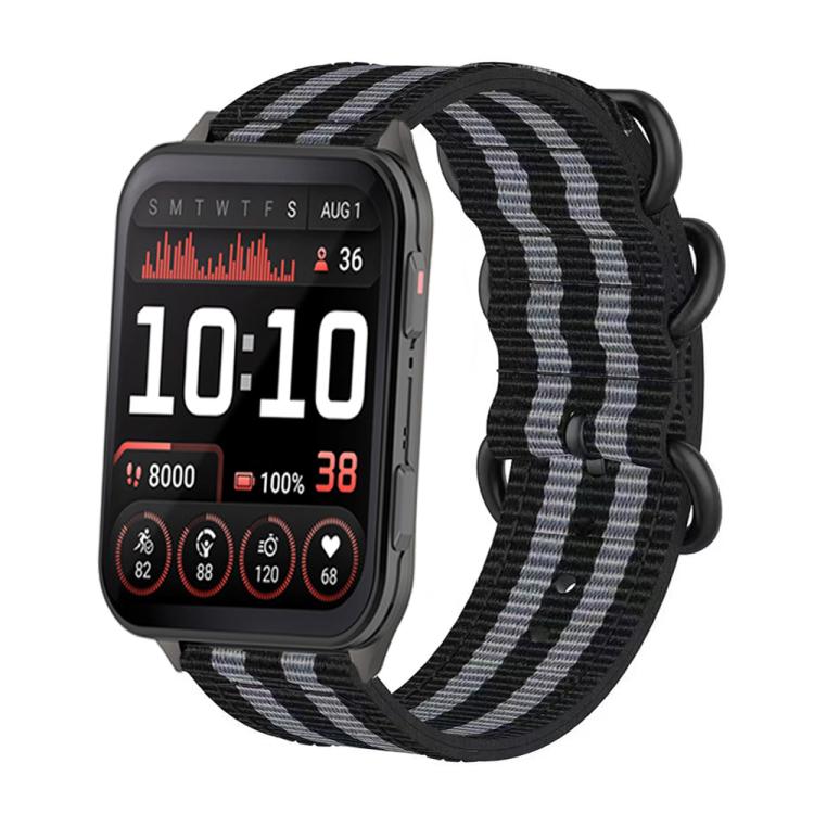 For Garmin Venu X1 Ring Buckle Nylon Canvas Watch Band(Black Gray) - Watch Bands by buy2fix | Online Shopping UK | buy2fix